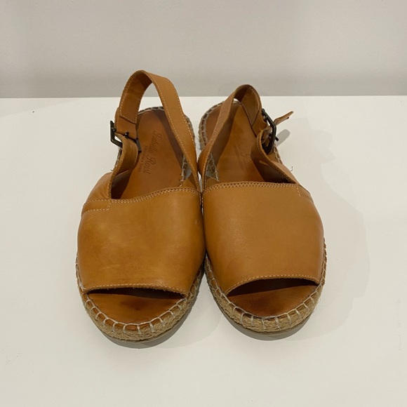 ISABELLA ROSSI Size 38 AU 7 Brown Tan Leather Espadrilles Sandals Flats - Picture 7 of 8